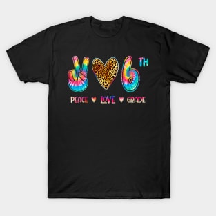 Leopard Peace Love 6th Grade Squad Back to School Gift T-Shirt